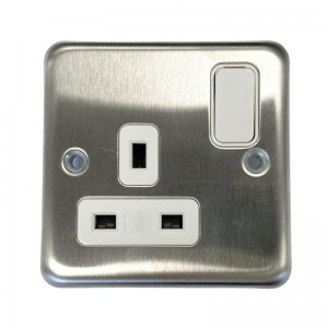 PriceList for Electric 2 Pin And 3 Pin Socket With Wall Switch - Brushed stainless steel 13A 1 gang sw socket 13A 250v – S.W ELECTRIC