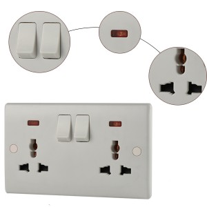Multi Function Electric Switched Deign Two Position Switch 3 Pins Wall Socket with and Indicator Light