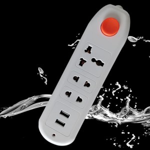 Universal Power Strip with 2 USB Port and 3 Outlet Electrical Extension Socket